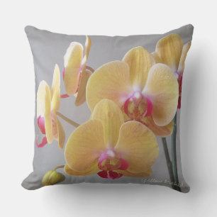 Yellow Orchid Flowers Cushion