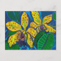 Yellow Orchid Flowers, Pastel Painting Floral Art