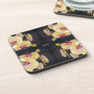 Yellow Orchid Pattern Coaster