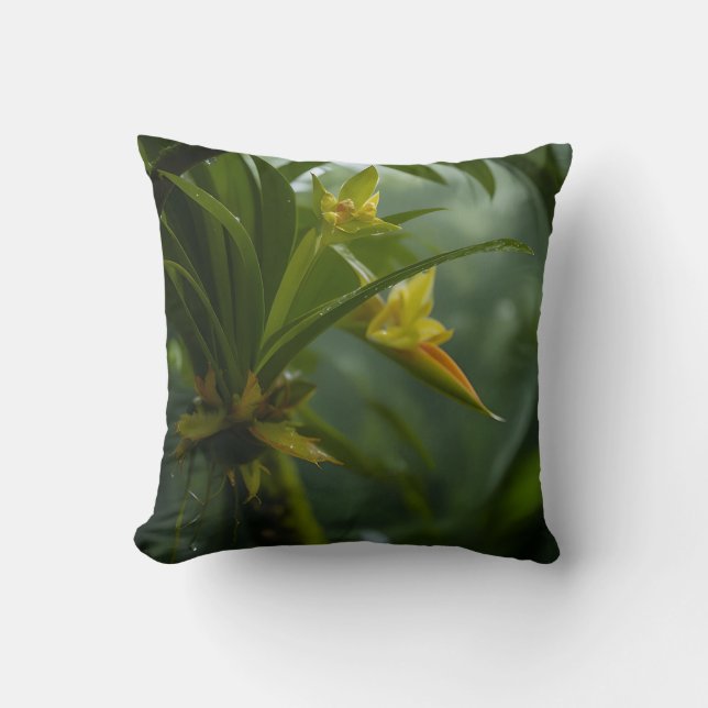 Yellow Orchid Rainforest Cushion (Front)