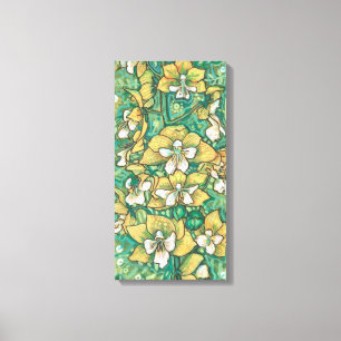 Yellow Orchid Tropical Flowers Floral Painting  Canvas Print