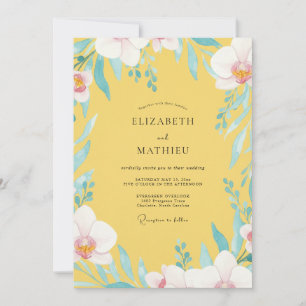 Yellow Orchid Tropical Wedding Invitation