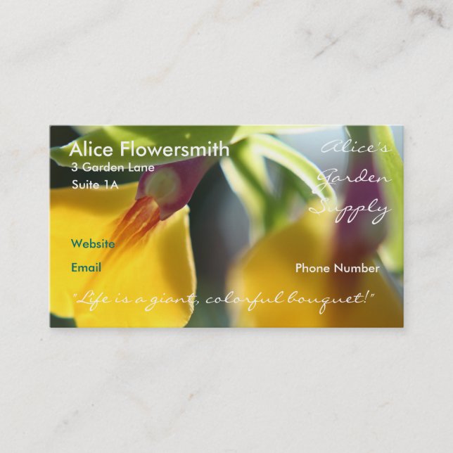Yellow Orchids business cards (Front)