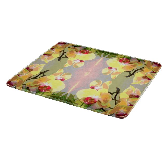 Yellow Orchids Pattern Cutting Board (Corner)