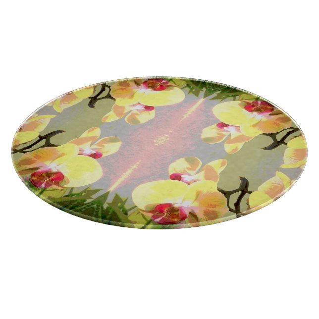 Yellow Orchids Pattern Cutting Board (Corner)