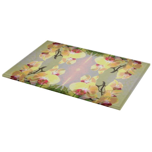 Yellow Orchids Pattern Cutting Board (Corner)
