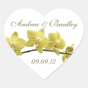 Yellow Orchids Wedding Envelope Seal Sticker