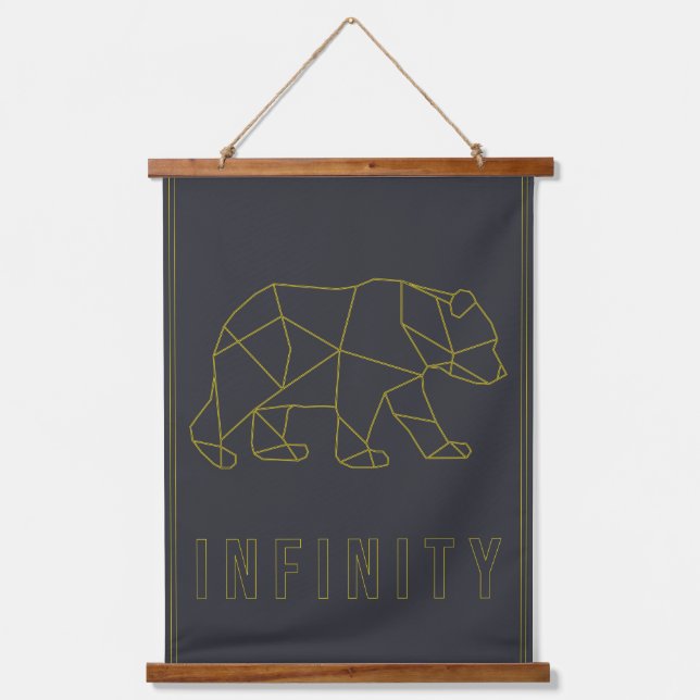 Yellow origami bear affirmation poster. infinity  hanging tapestry (Front)