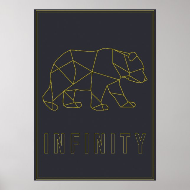 Yellow origami bear affirmation poster. infinity poster (Front)