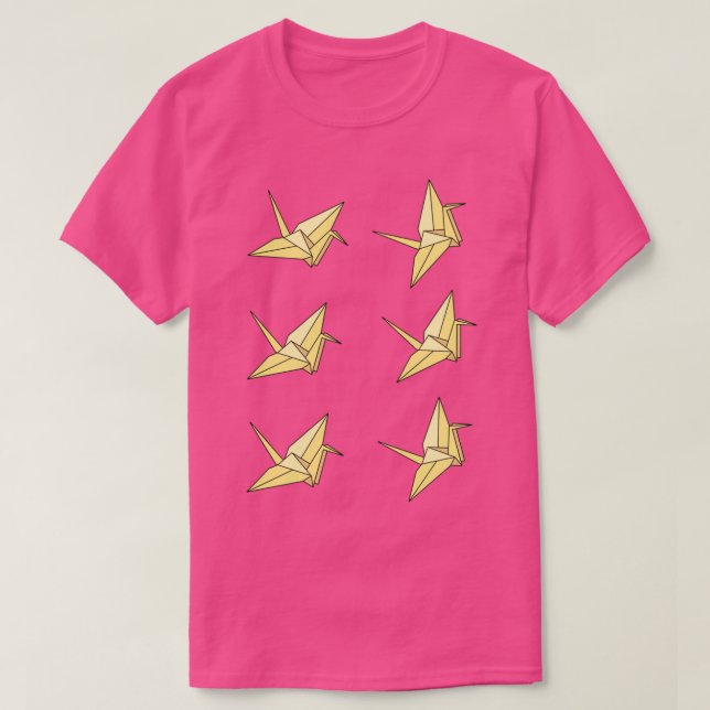 Yellow Origami Cranes T-Shirt (Design Front)