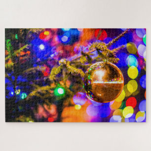 Yellow Ornament Ball, Shining Lights Jigsaw Puzzle