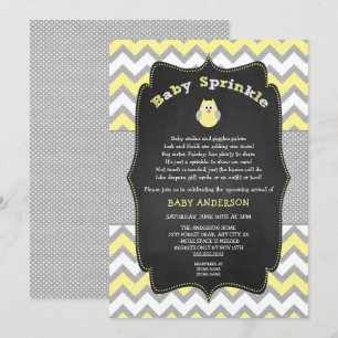 Yellow Owl baby sprinkle, Neutral baby shower Invitation