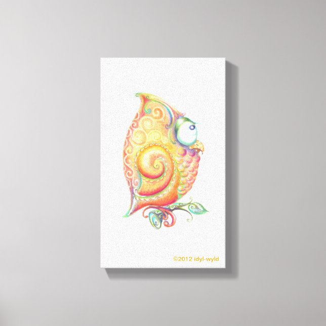Yellow Owl Canvas Wall Hanging Print (Front)