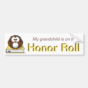 Yellow Owl Grandchild Honour Roll Bumper Sticker