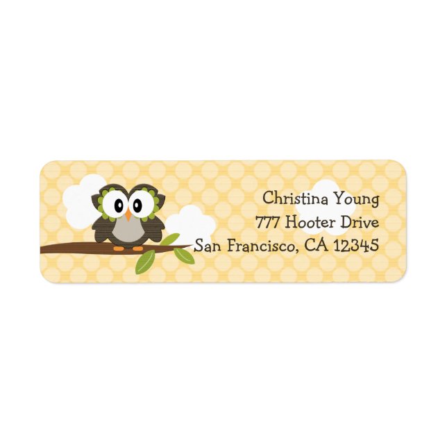 Yellow Owl Return Address Labels Custom (Front)