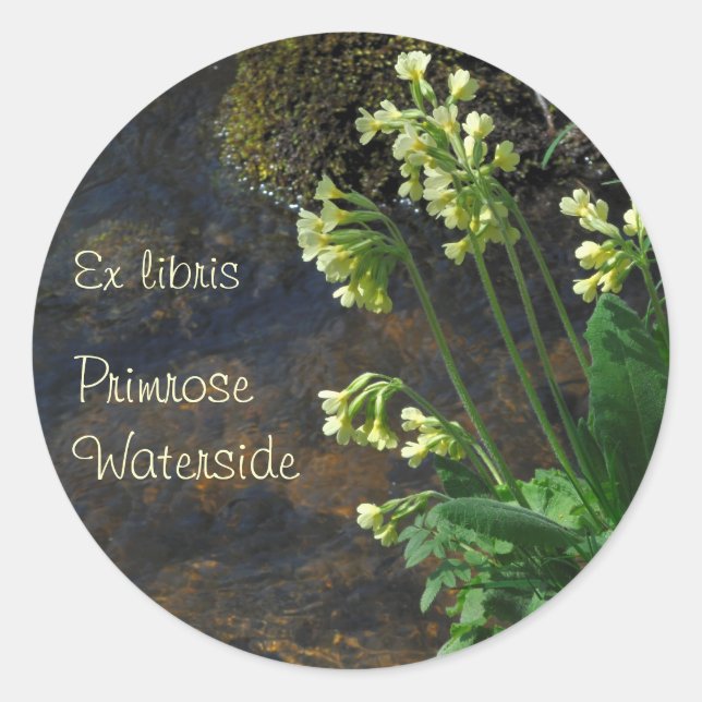 Yellow oxlip flowers bookplate sticker (Front)