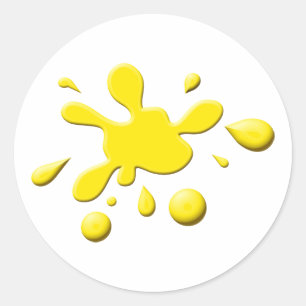 Yellow Paint Splodge Classic Round Sticker