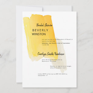 Yellow Paint Swash Modern Bridal Shower Invitation