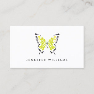 Yellow Painted Butterfly Logo on White Business Card