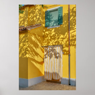 Yellow painted concreted building poster
