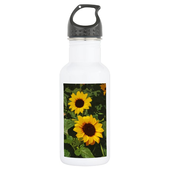 Yellow painted summer sunflowers 532 ml water bottle (Front)