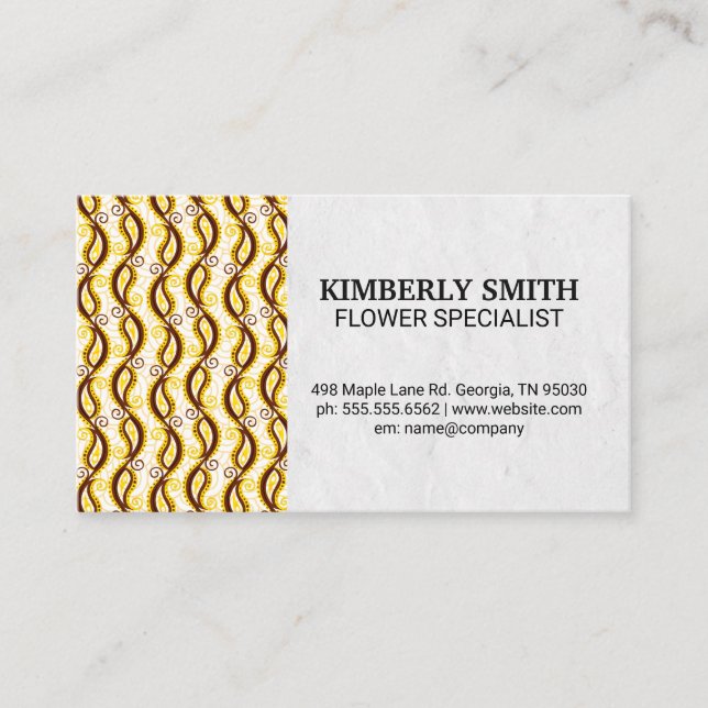 Yellow Paisley Pattern Business Card (Front)