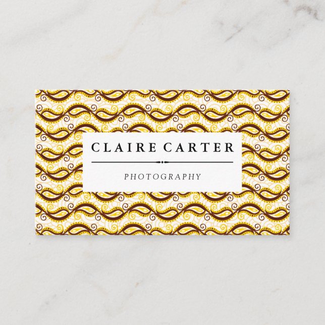 Yellow Paisley Pattern Business Card (Front)