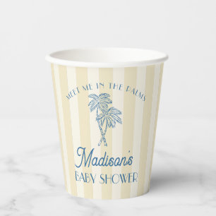 Yellow Palm Spring Pastel Beach Baby Shower Paper Cups