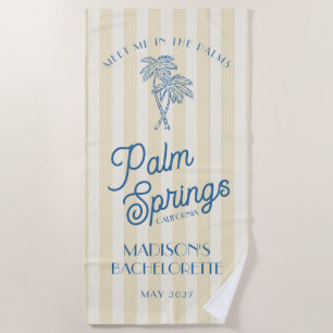 Yellow Palm Spring Pastel Beach Bachelorette Party Beach Towel