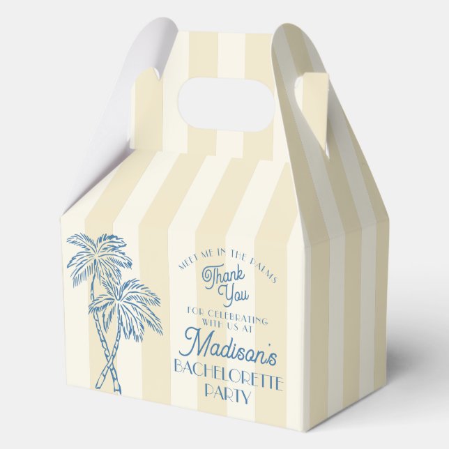 Yellow Palm Spring Pastel Beach Bachelorette Party Favour Box (Front)