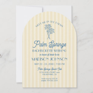 Yellow Palm Spring Pastel Beach Bachelorette Party Invitation