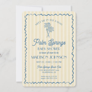 Yellow Palm Spring Pastel Beach Cabana Baby Shower Invitation