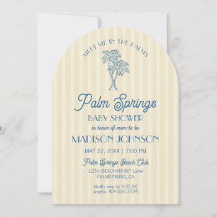 Yellow Palm Spring Pastel Beach Cabana Baby Shower Invitation