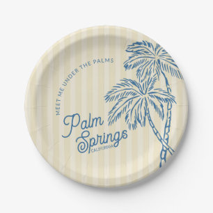 Yellow Palm Spring Pastel Beach Party Paper Plate
