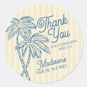 Yellow Palm Springs Beach Bridal Shower Favours Classic Round Sticker
