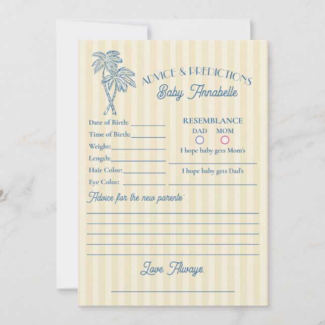 Yellow Palm Springs Beach Shower Advice for Baby Invitation (Front)