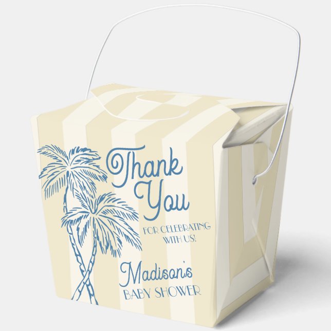 Yellow Palm Springs Pastel Beach Baby Shower Favour Box (Front)