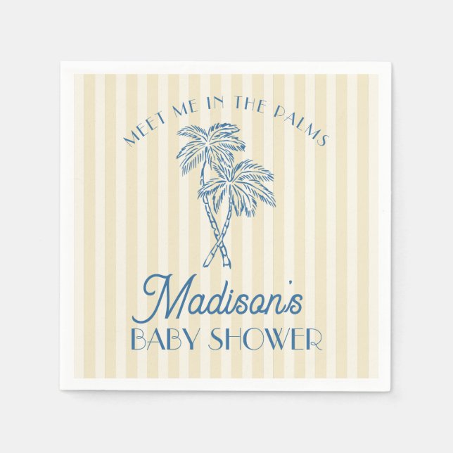 Yellow Palm Springs Pastel Beach Baby Shower Napkin (Front)