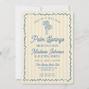 Yellow Palm Springs Pastel Beach Birthday Party Invitation