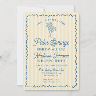 Yellow Palm Springs Pastel Beach Birthday Weekend Invitation