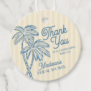 Yellow Palm Springs Pastel Beach Bridal Shower Favour Tags