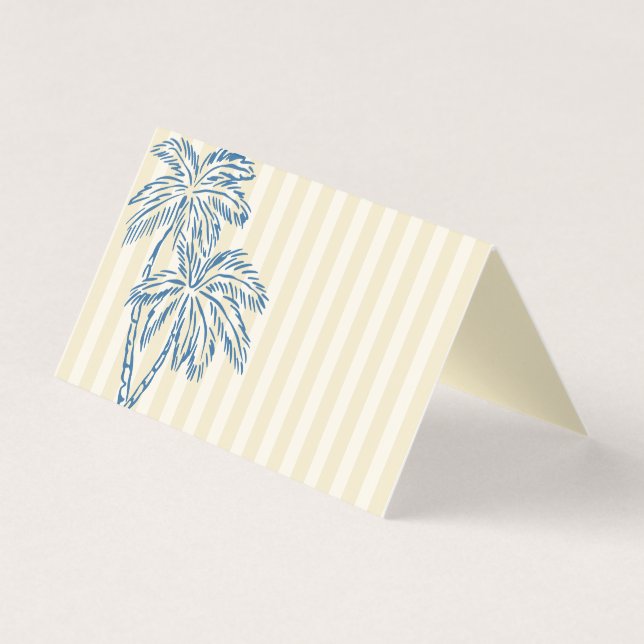 Yellow Palm Springs Pastel Beach Party Place Cards (Front)