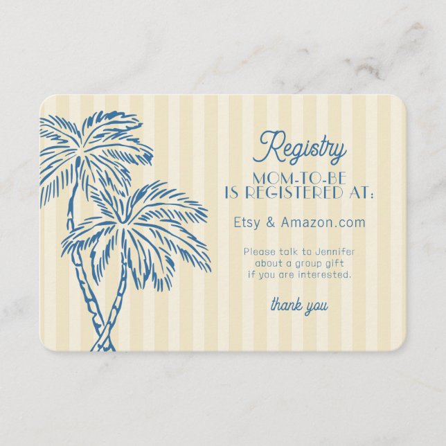 Yellow Palm Springs Pastel Beach Registry Insert (Front)