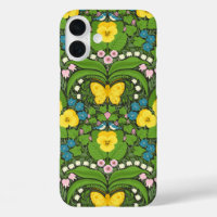 Yellow pansies, birds and butterflies