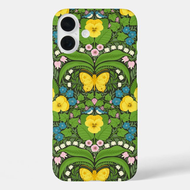 Yellow pansies, birds and butterflies Case-Mate iPhone case (Back)
