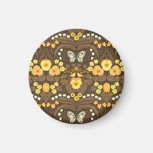 Yellow pansies, birds and butterflies magnet