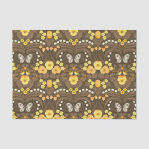 Yellow pansies, birds and butterflies tissue paper