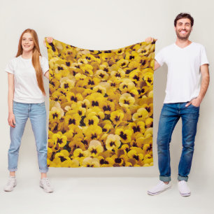 Yellow Pansies Fleece Blanket