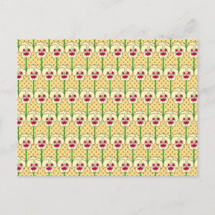 Yellow pansies - retro wallpaper pattern postcard