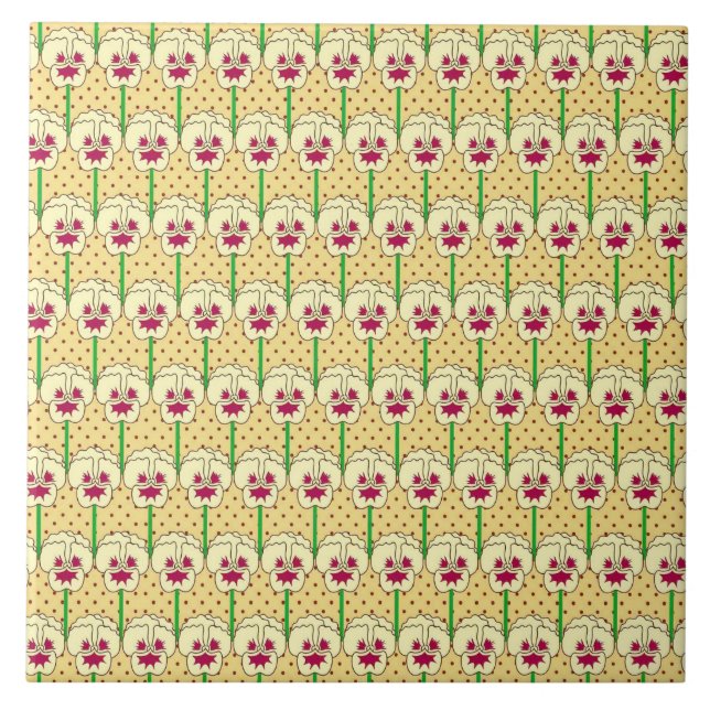 Yellow pansies - retro wallpaper pattern tile (Front)
